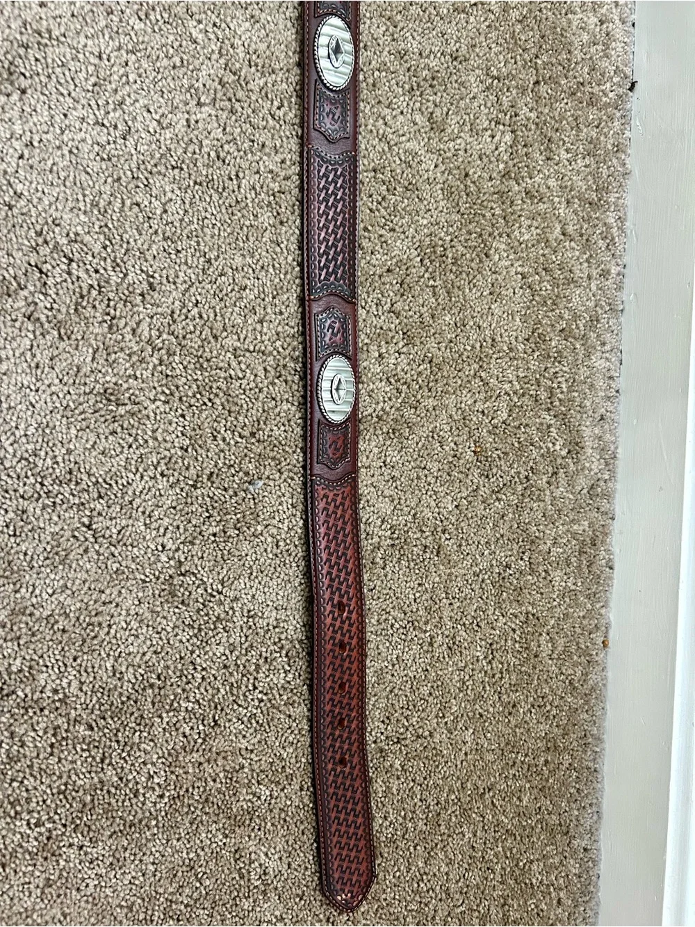 New Tony Lama Western Leather Silver Accent Belt